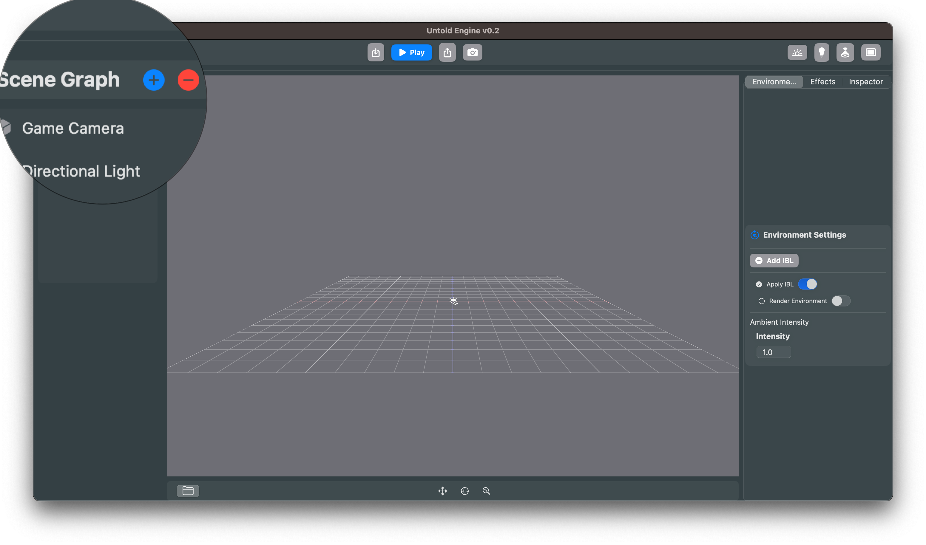 screenshot of scenegraph plus button here