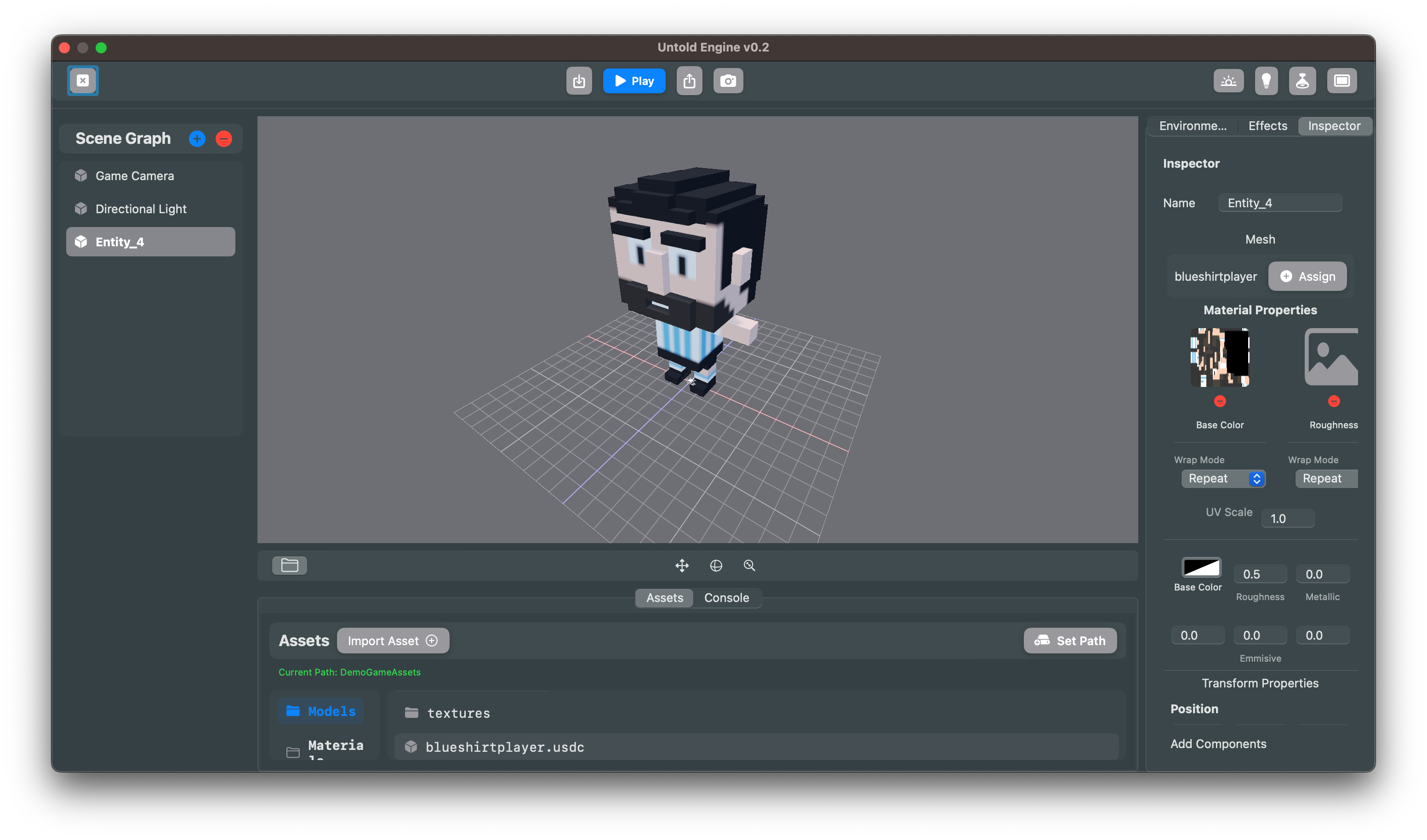 screenshot of asset browser with usdc file here